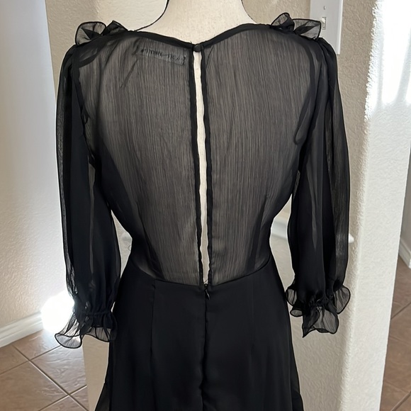 Saints + Secrets black sexy ruffled chiffon mini dress Size M - Picture 12 of 17